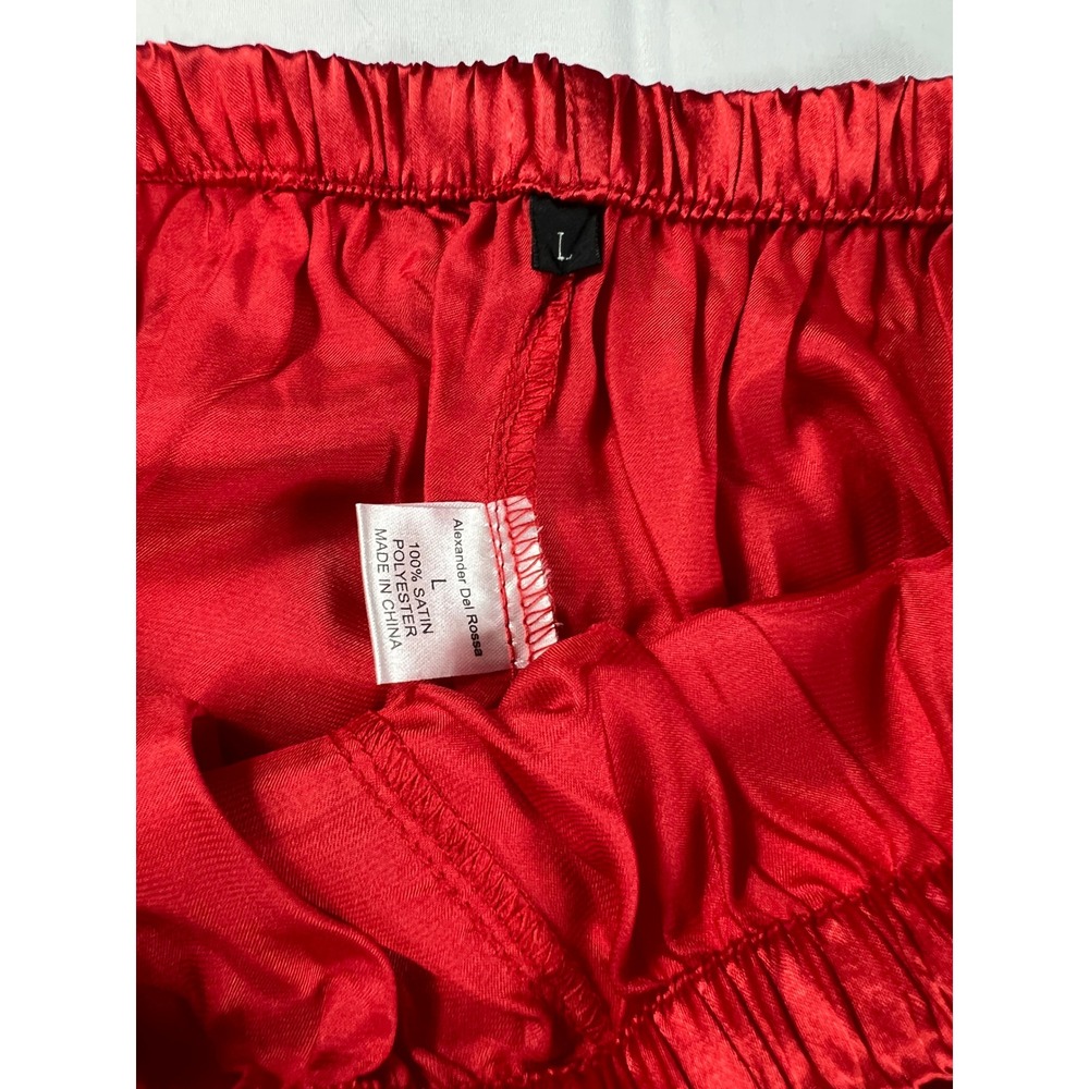 ALEXANDER DEL ROSSA 3pc Pajama Set Women L Red Satin Button Down Sleepwear NWT - Picture 12 of 13
